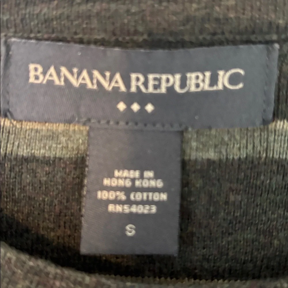 Banana Republic Olive and Black Striped Crewneck Sweater, Size S